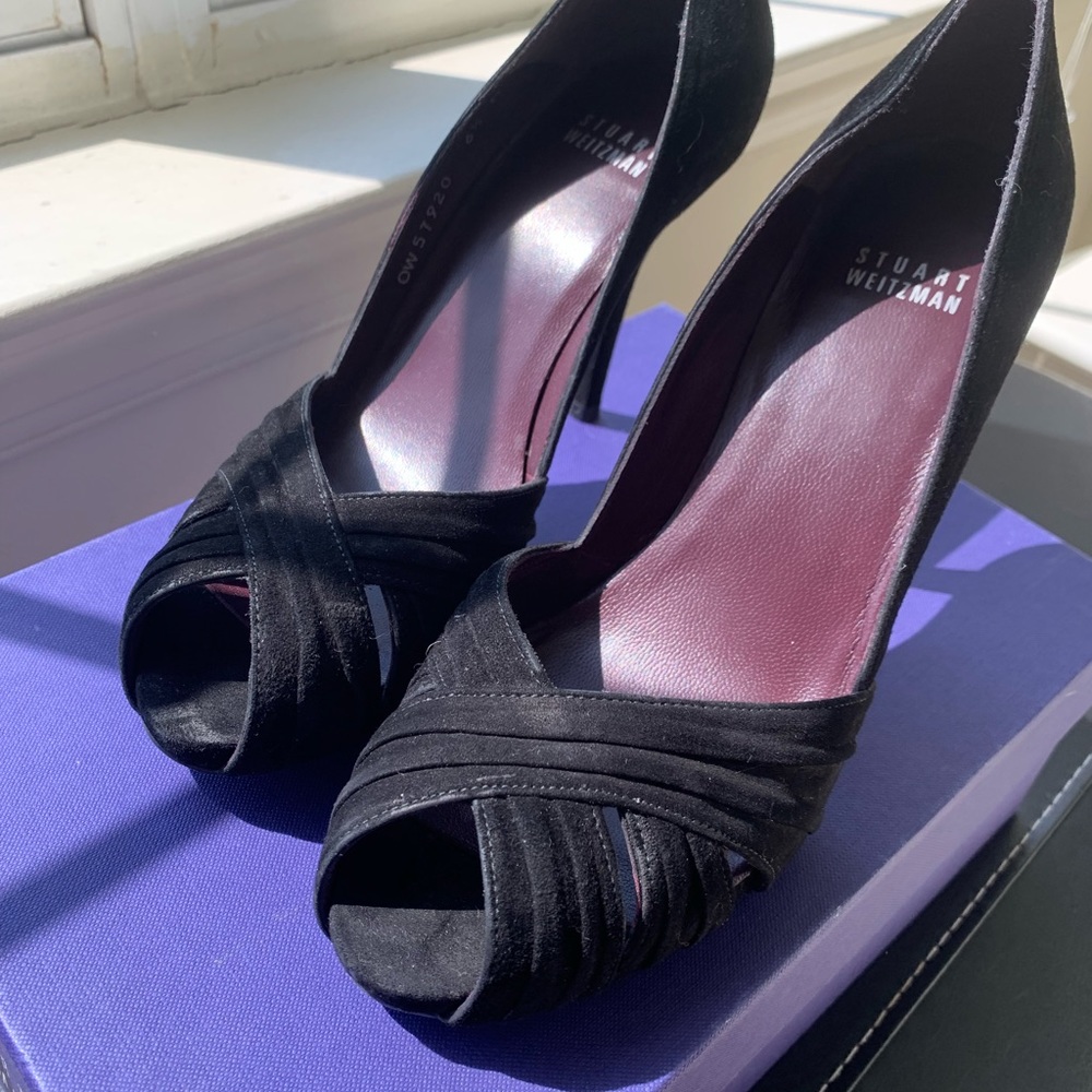 Stuart Weitzman Black Suede Heels 6.5M